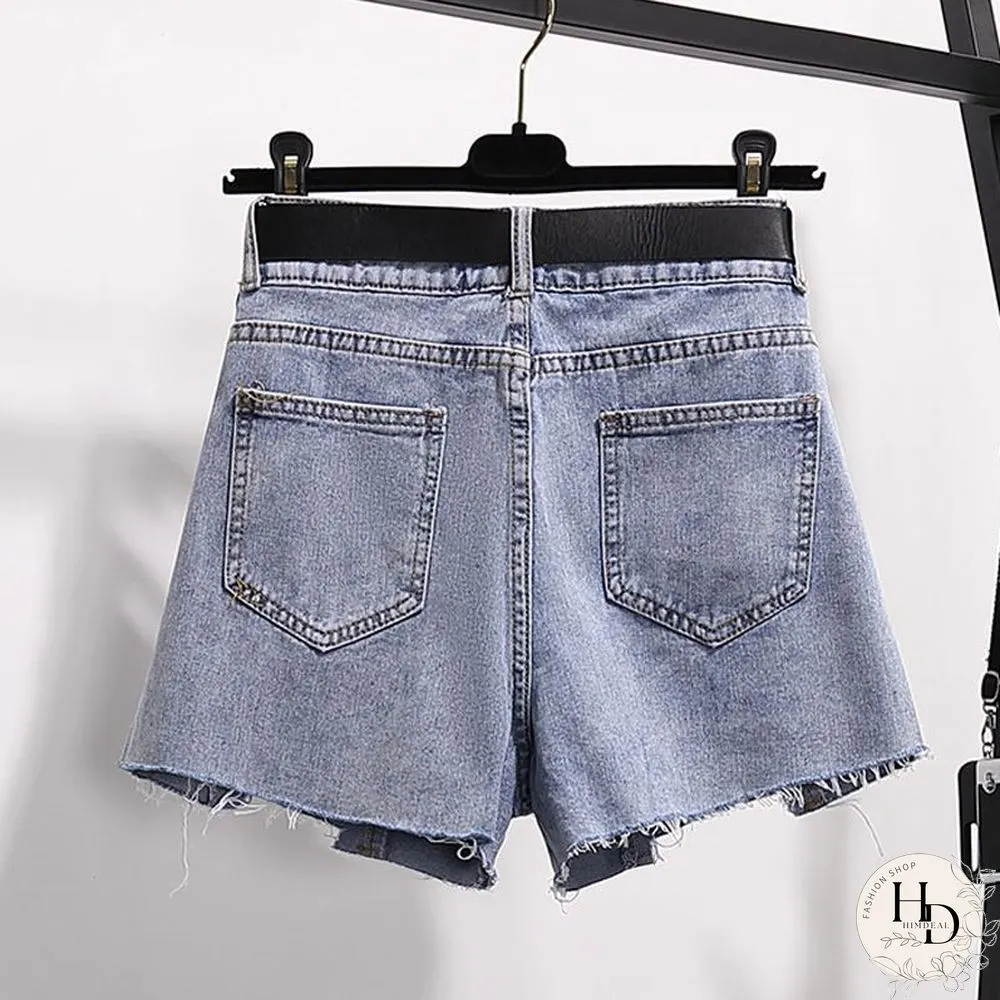 Vintage Floral Blouse+ Denim Shorts P16182