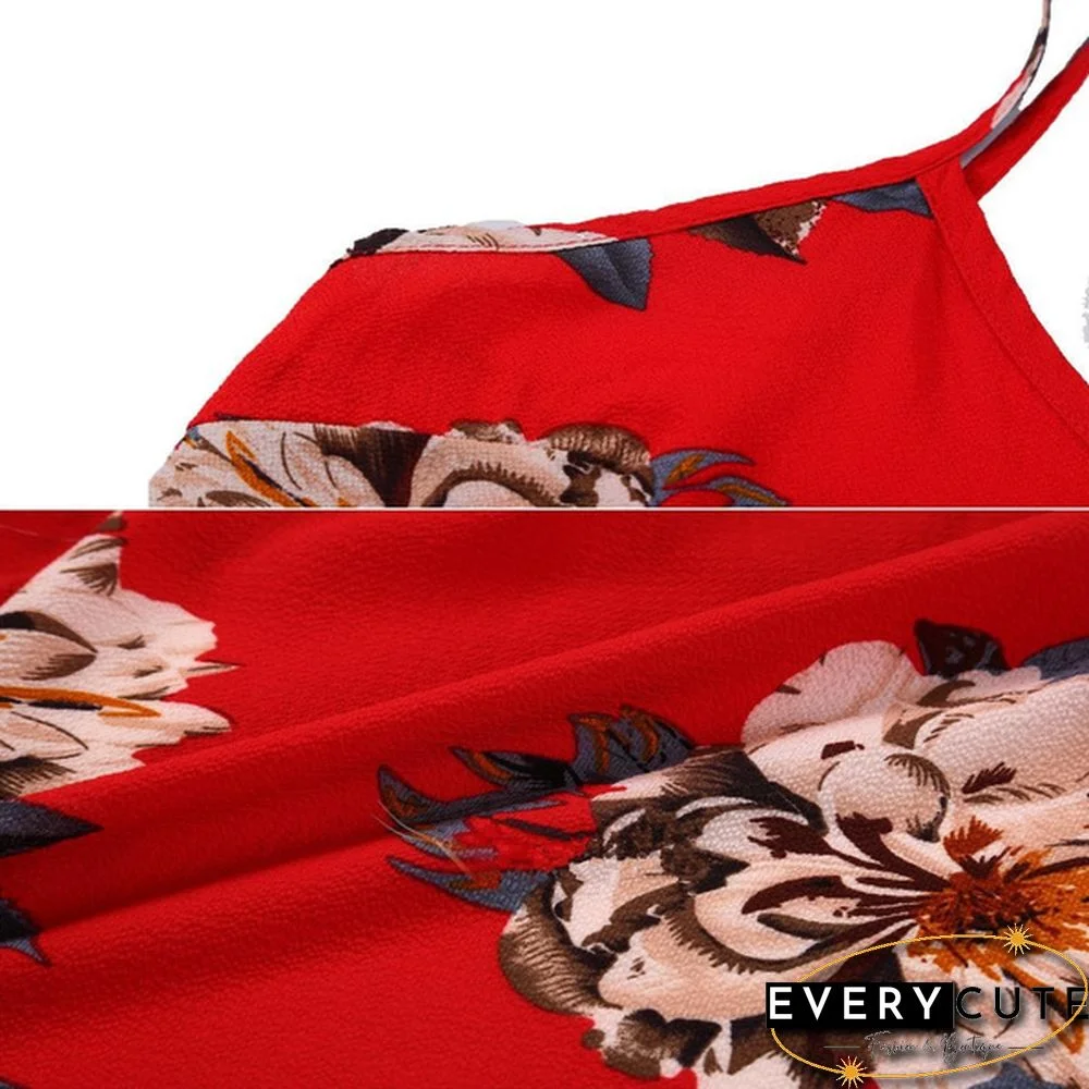 Deep V Neck Casual Jumpsuits Rompers Floral Jumpsuits for Women Sleeveless pantalon femme