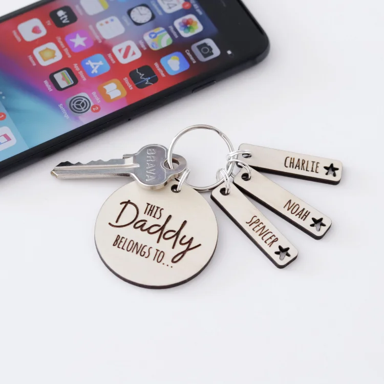 Daddy Keyring for Father's day gift, This Daddy Belongs to New Grandparent, Gift For Dad, New Daddy, Children's Names Key Ring