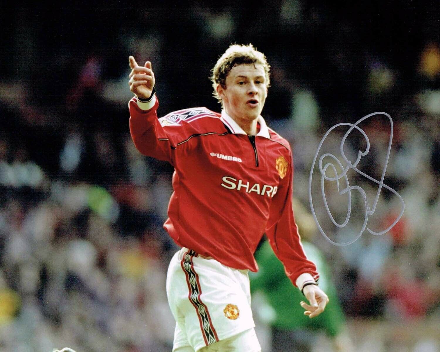 Ole Gunnar SOLSKJAER Signed Photo Poster painting 1 AFTAL COA Manchester United Champions League