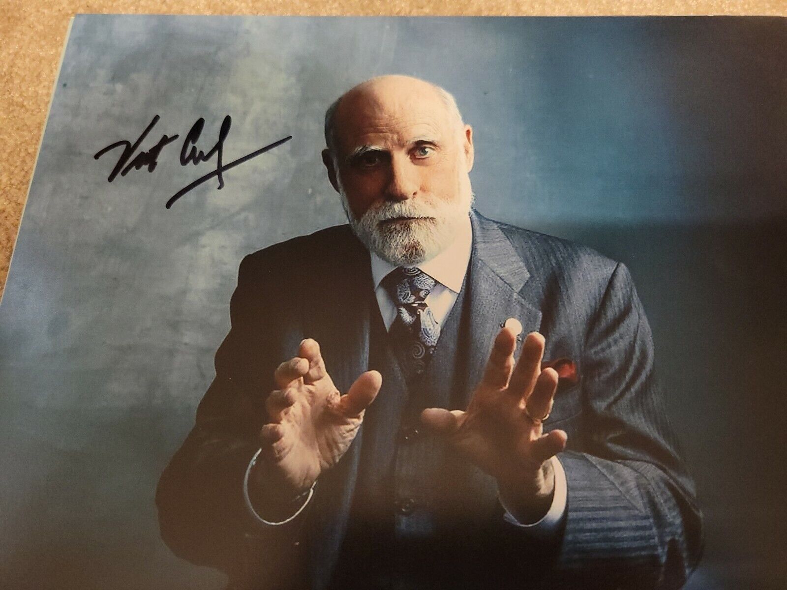 VINT CERF SIGNED 8x10 Photo Poster painting CREATOR FATHER OF THE INTERNET PIONEER