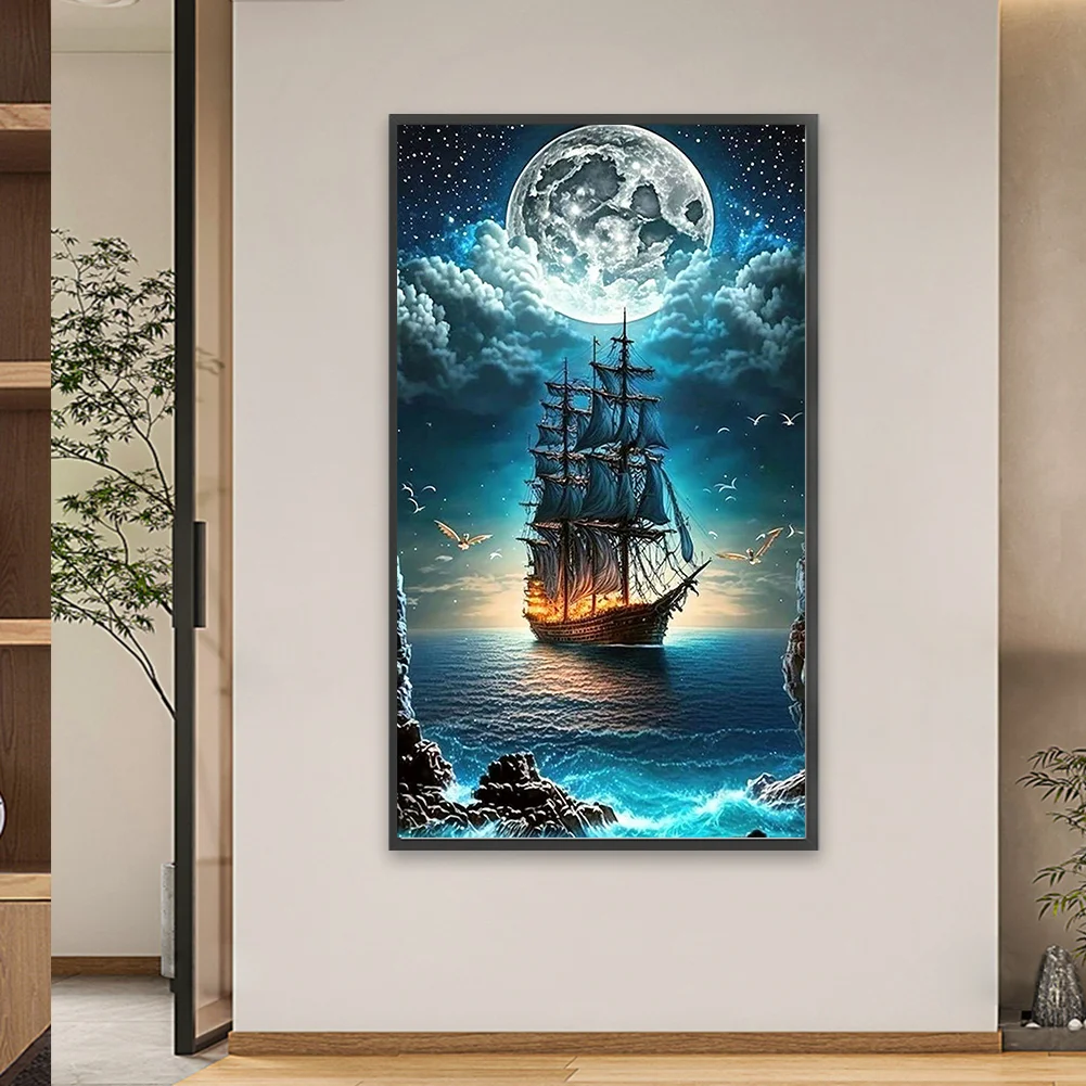 Partial AB Diamond Painting - Full Square Drill - Sailing Boat(Canvas|45*75cm)