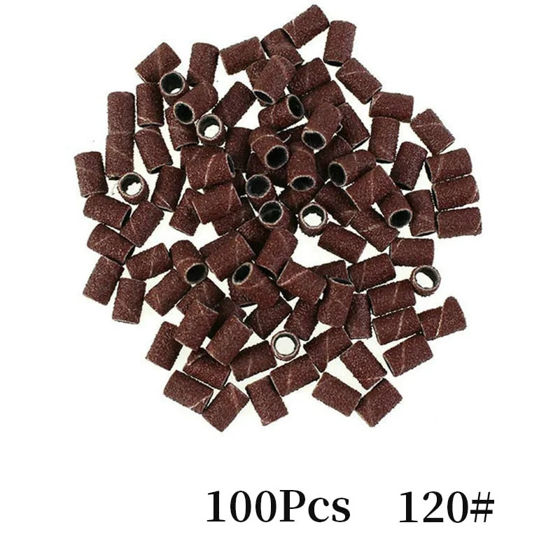 100pcs Electric Drill Sand Brands for Grinding Removal Refillable Nail Art Sand Cutter for Manicure Pedicure Ring Bits-Nail Inspo