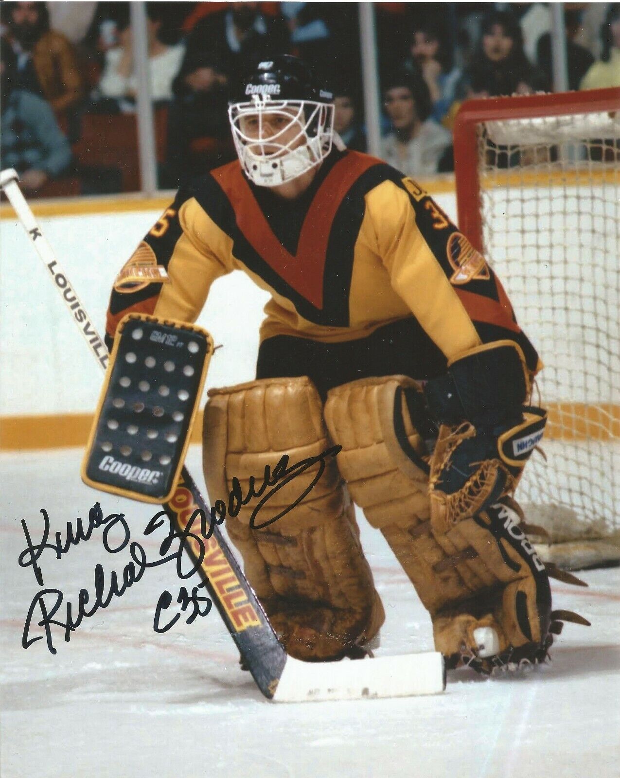 RICHARD BRODEUR SIGNED VANCOUVER CANUCKS 8x10 Photo Poster painting with COA