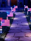 Independence Day Solar Lights with 8 Lighting Modes LED Patriotic Pathway Lights IP65 Waterproof for Outdoor Yard Garden 250th Anniversary Decor