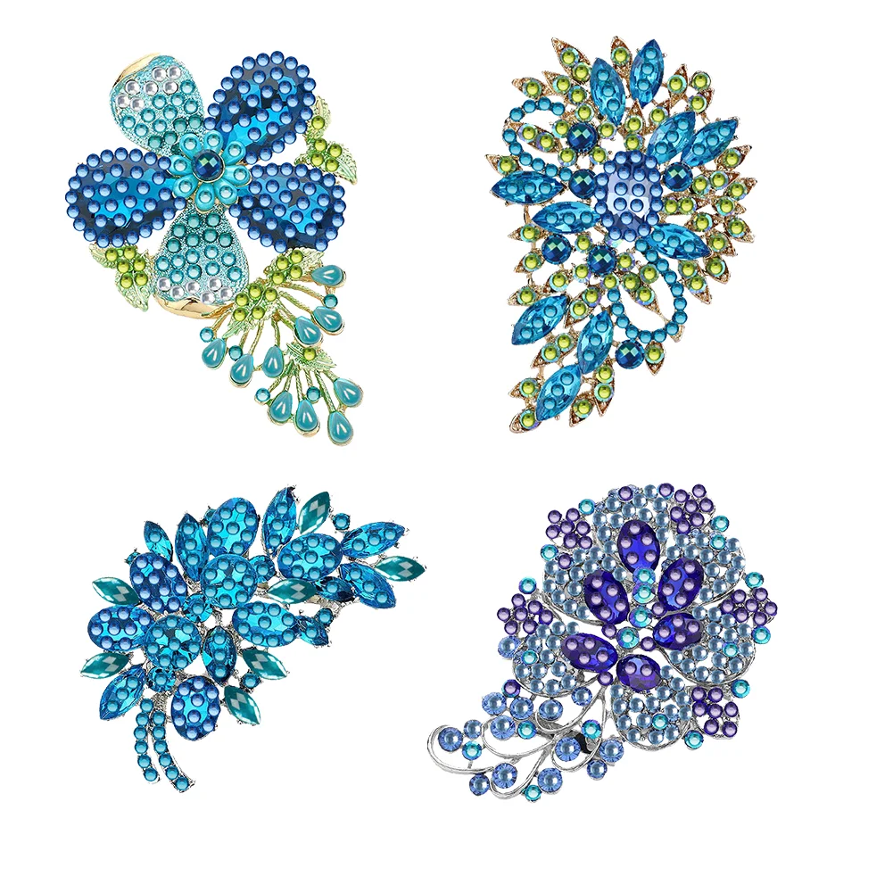 4Pcs Bouquet Diamond Painting Brooch Jewelry Kit for Wedding Party Gift