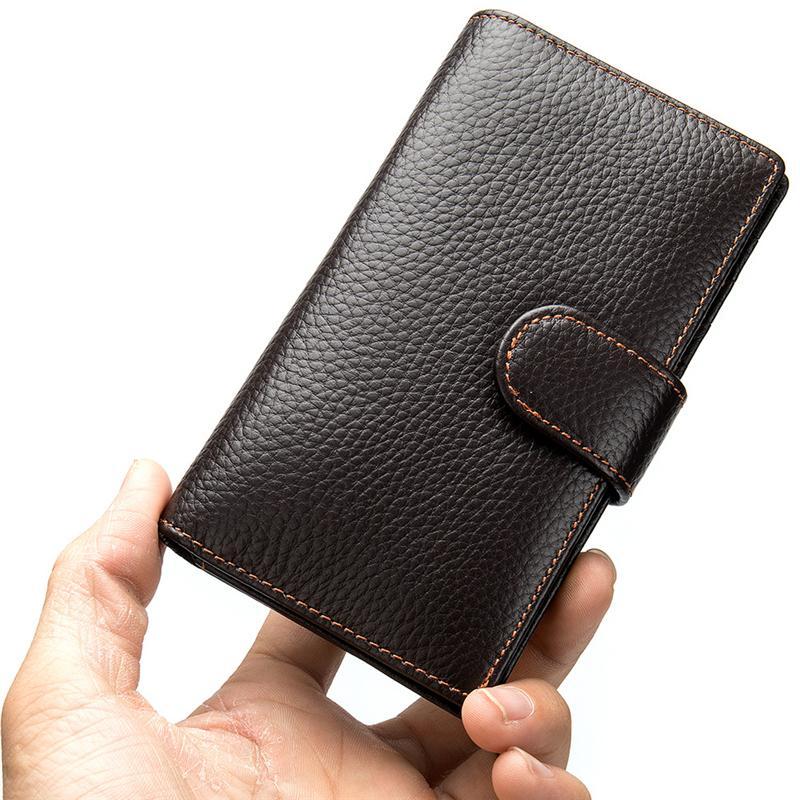 Men's Vintage Style Business Large Capacity Leather Buckle Retro Wallet