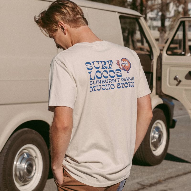 Men Vintage Surf Locos Print T-shirt