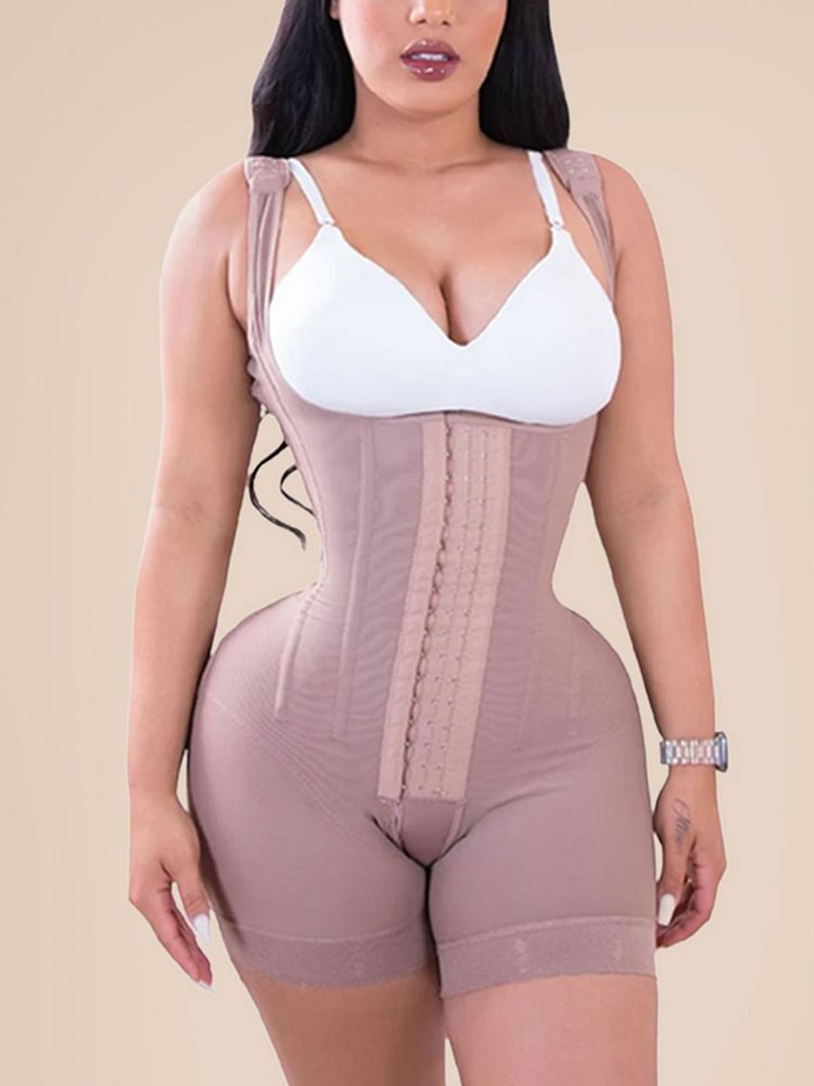 High Double Compression Garment Abdomen Control Hook And Eye Closure Tummy Control  Adjustable Bodysuit