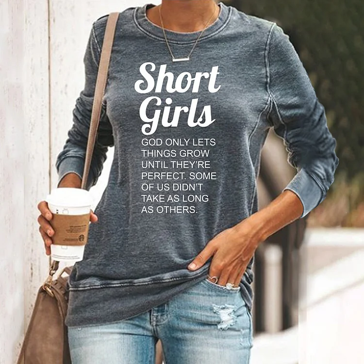 Wearshes Funny Words Short Girls Crew Neck Long Sleeve Sweatshirt