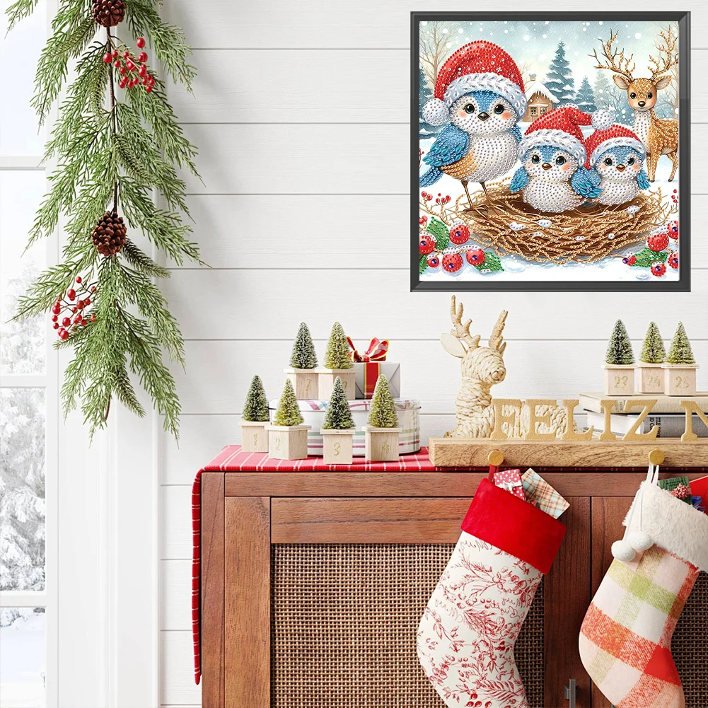 Diamond Painting - Partial Special Shaped Drill - Xmas Bird(Canvas|30*30cm)