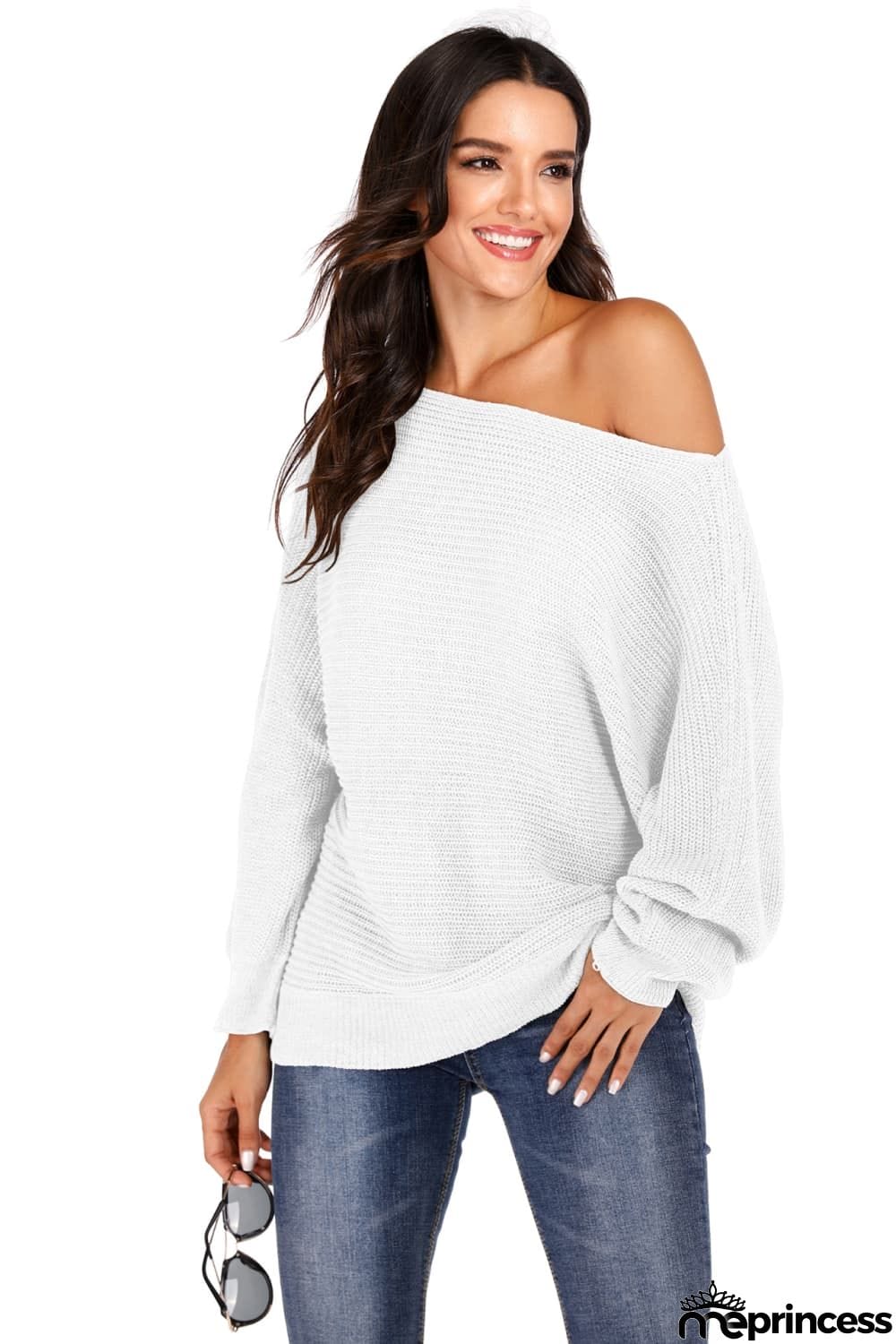 One Shoulder Dolman Sleeve Sweater