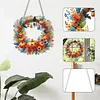 (US Local)Acrylic Pumpkin Wreath   DIY Hanging Diamond Art Kits Wall Door Decoration