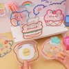 Cute Transparent Cartoon Printed Acrylic Pens Container Blushes Stationery Student Table Organizer 