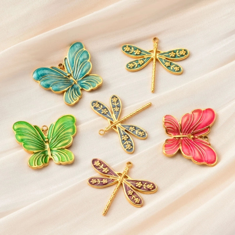 3 PCS/Package 24*27mm 304 Stainless Steel Dragonfly Butterfly Pendant Jewelry Accessories