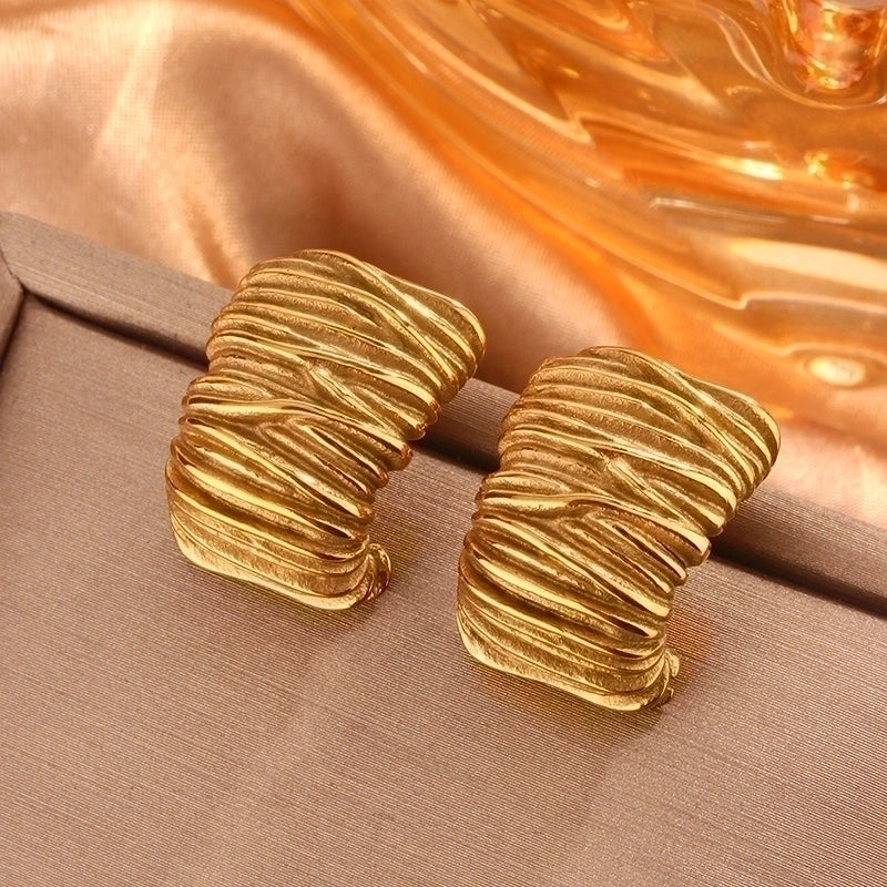 1 Pair Vintage Style Minimalist Waves Lines Irregular Plating 304 Stainless Steel 18K Gold Plated Ear Studs
