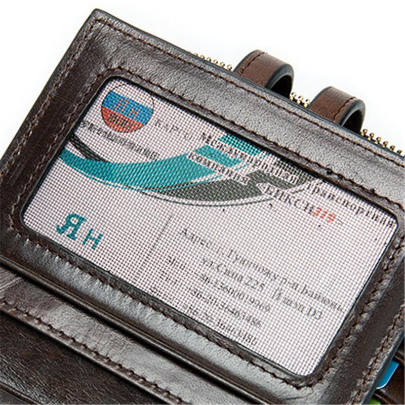 Mens Anti-Theft Multipockets Vintage Leather Wallets