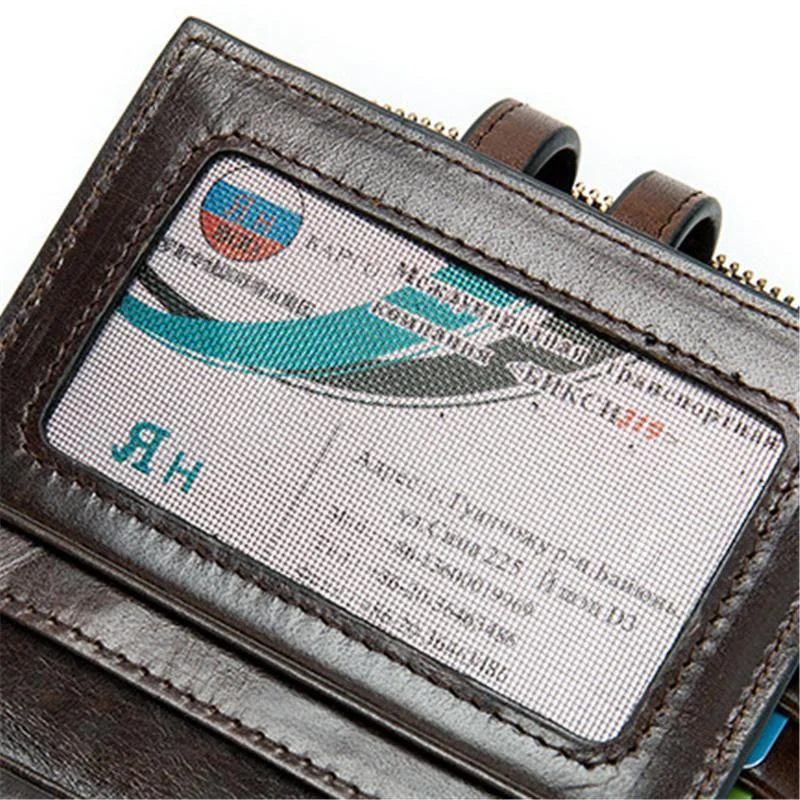 Mens Anti-Theft Multipockets Vintage Leather Wallets