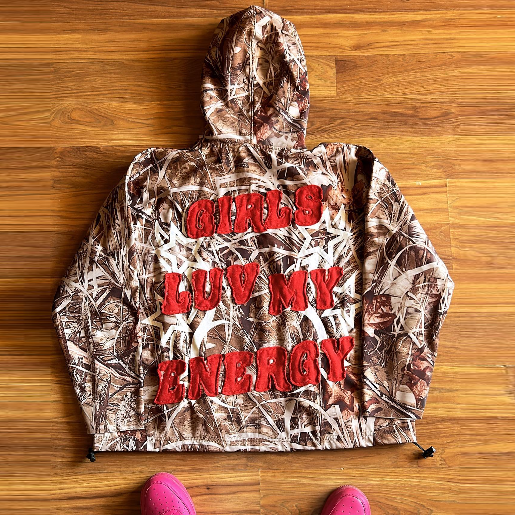 Vintage camouflage patchwork hoodie
