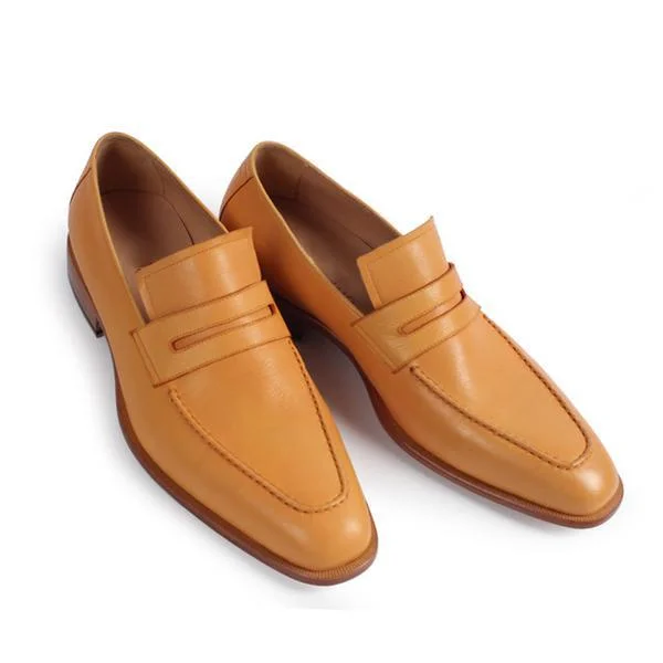 Handmade Men Formal Shoes, Tan Color Leather Moccasins Shoes Loafer