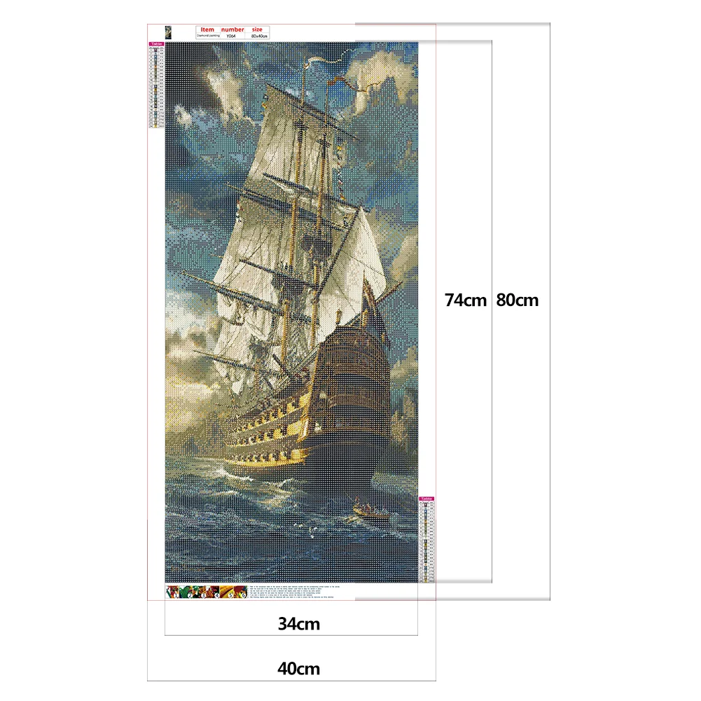 Diamond Painting - Full Round Drill - Sea Sailboat(40*80cm)