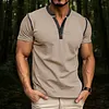 Cotton Blend Men's Short Sleeve Henley T-Shirt with Contrast Stitching and Button Placket by Inlyline