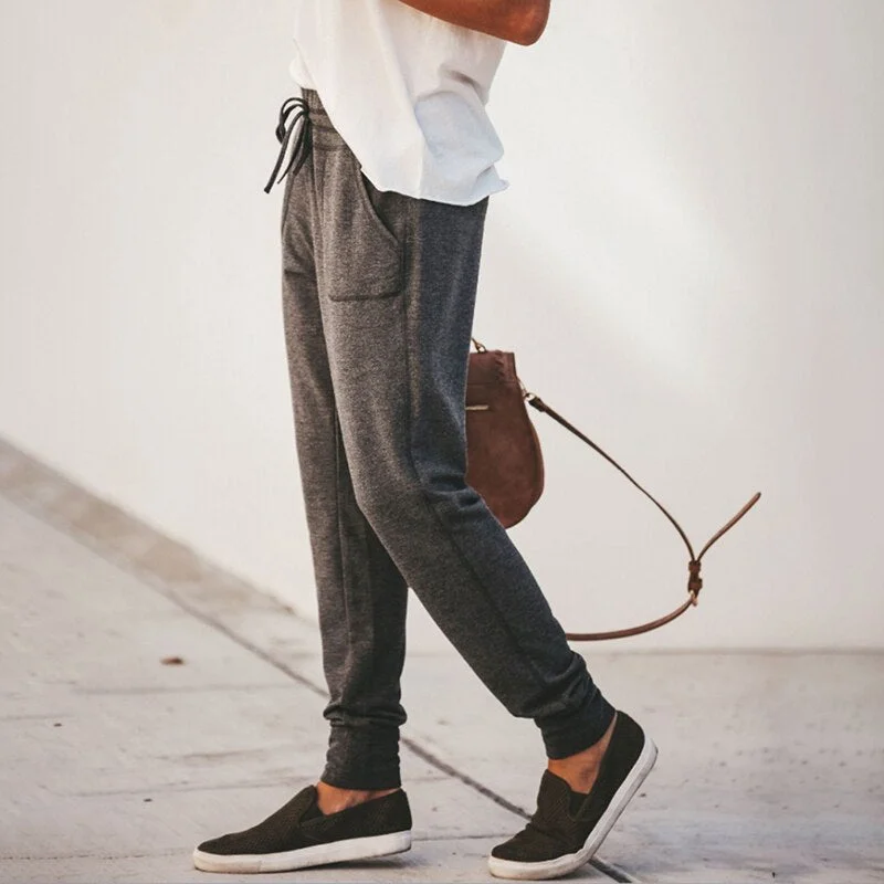 newWomen Casual Loose Pants Women Casual Pencil Pants Drawstring Elastic Waist Pants Summer Women Trousers With Pockets