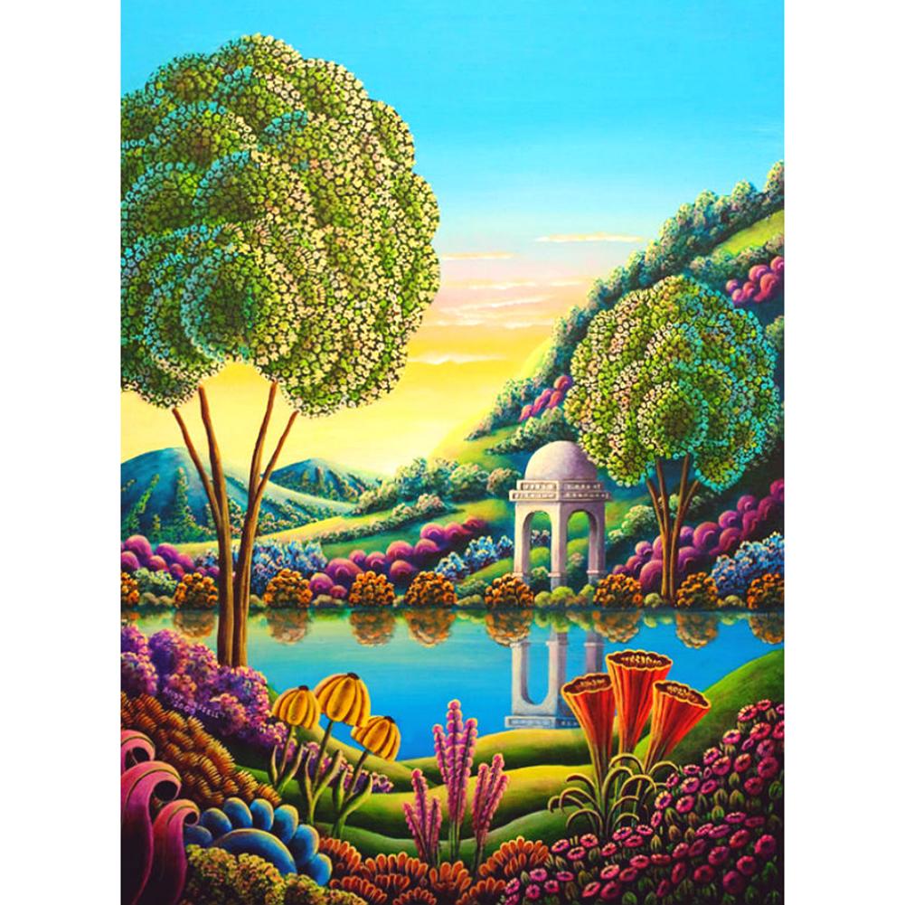 

30x40cm Round Drill Diamond Painting-Quiet Garden, 501 Original