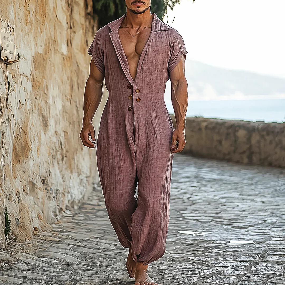 Men's Linen Jumpsuit-inspireuse