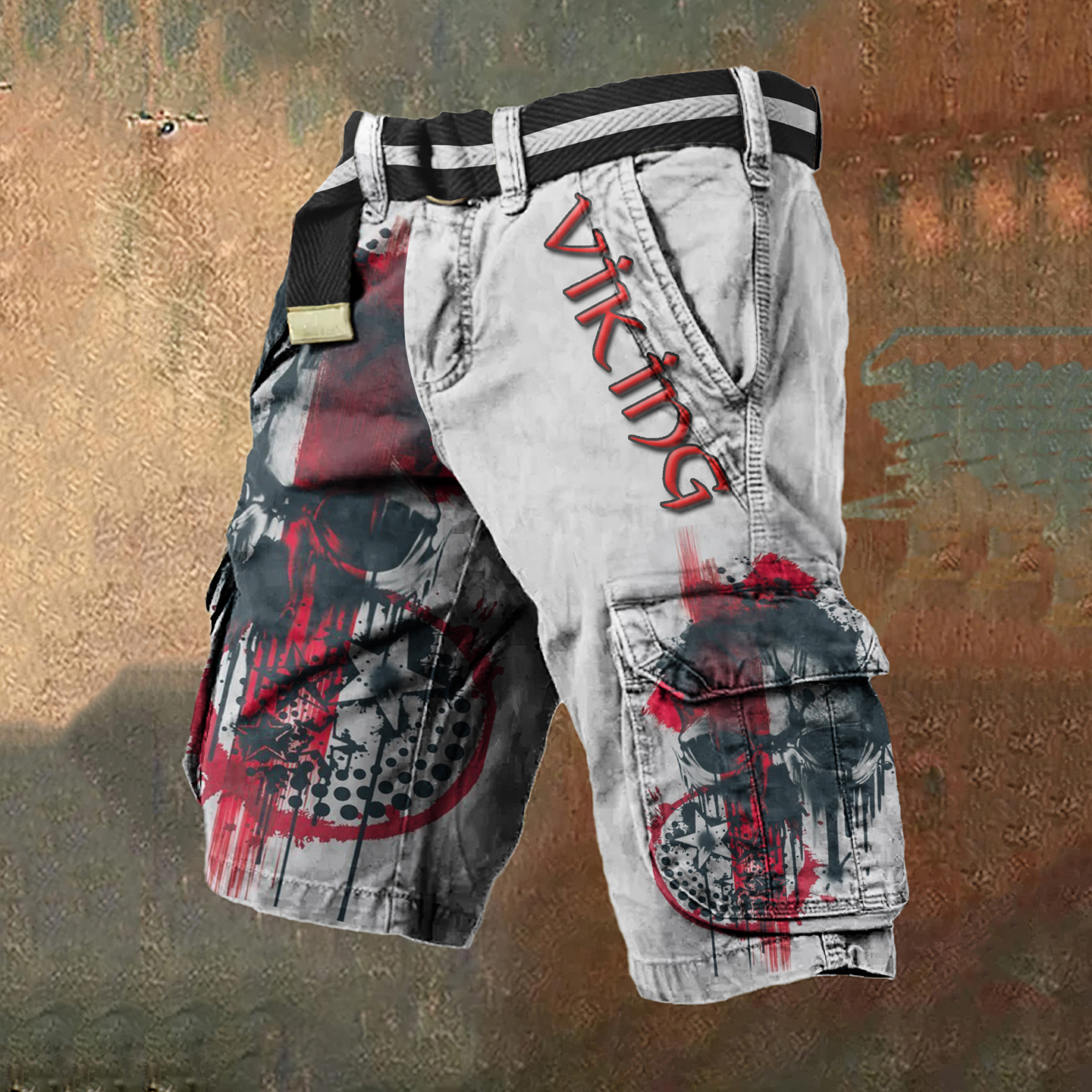 Vintage Viking Skull Art Men's Work Shorts / Rvogue / Rvogue