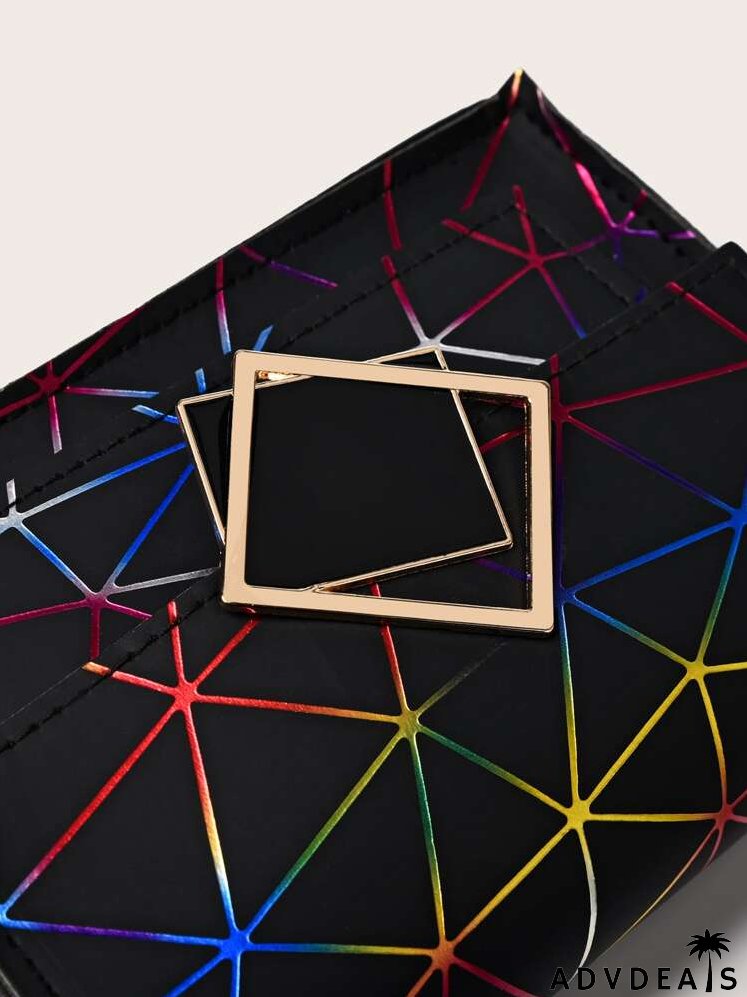 Geometric Graphic Flap Crossbody Bag