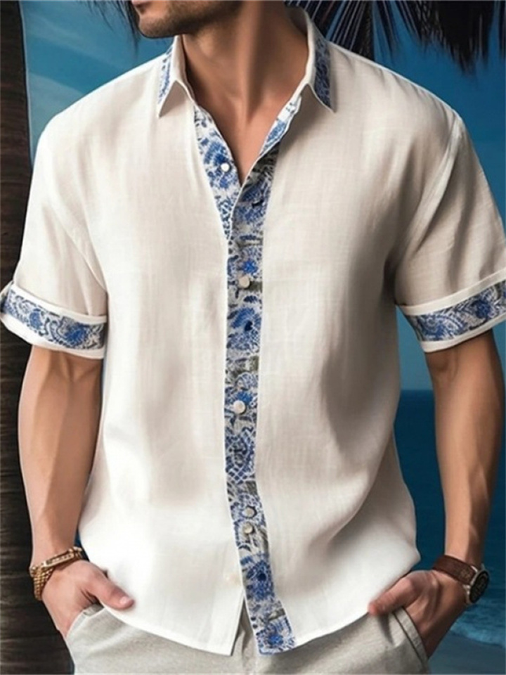 Summer New Men's Fashion Short-sleeved Shirt 3D Printing Loose Casual Shirt