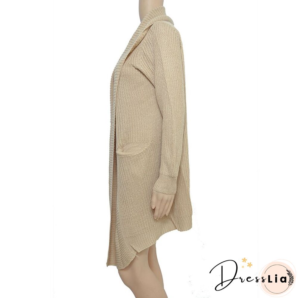 Cardigan Women's Jacket Jacket Bohemian Pocket Knit Sweater