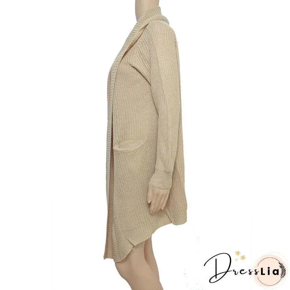Cardigan Women's Jacket Jacket Bohemian Pocket Knit Sweater