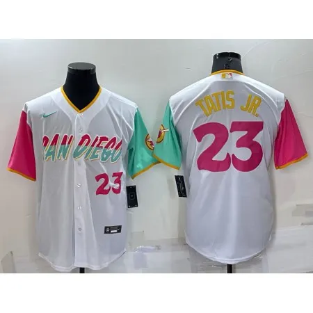 Men's San Diego Padres #23 Fernando Tatis Jr. 2022 White City Connect Cool Base Stitched Jersey 2RVH