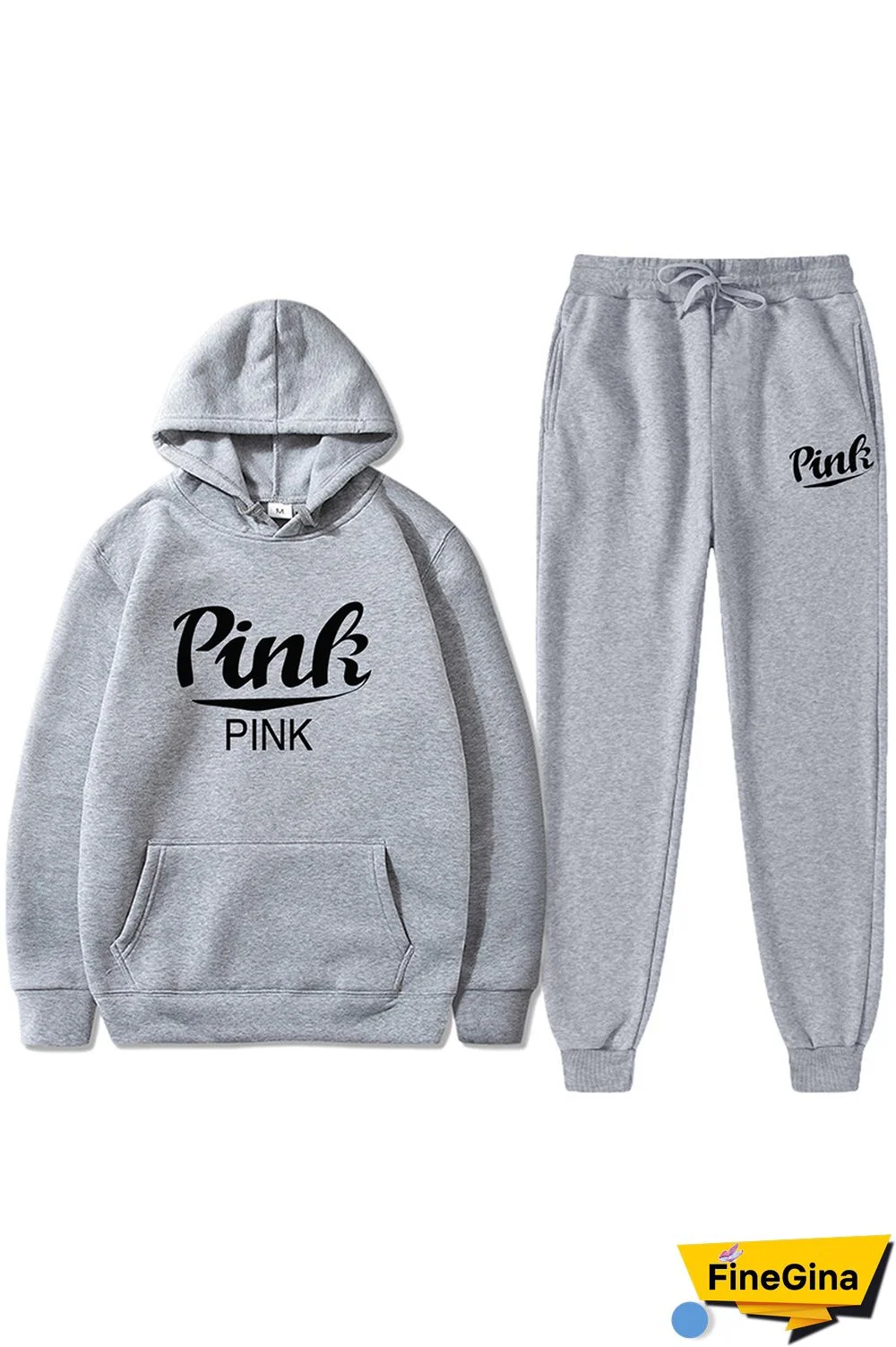 Black Casual Letter Print Basic Hooded Collar Long Sleeve Two Pieces