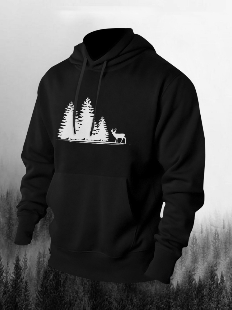 Deer Print Men's Pullover Hoodie