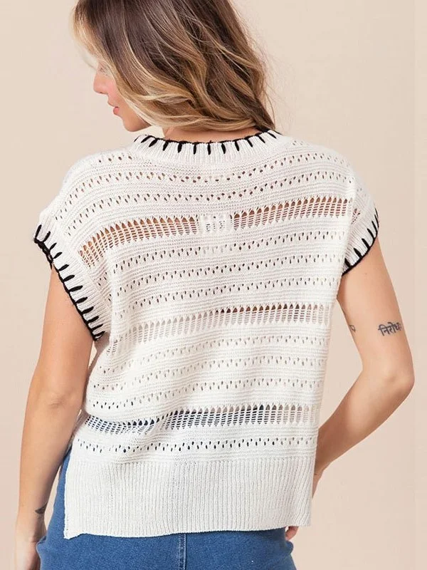 Athvotar Athvotar Short Beach Women's Hollow Knitting Line Bikini Hoodie