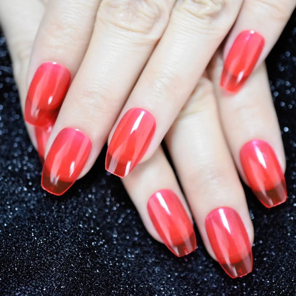 Rose Gold 24 Full Cover False Nails Gorgeous Glitter Ballerina Acrylic Nail Tips 12 sizes Full Coverage DIY Tips with Adhesive-Nail Inspo