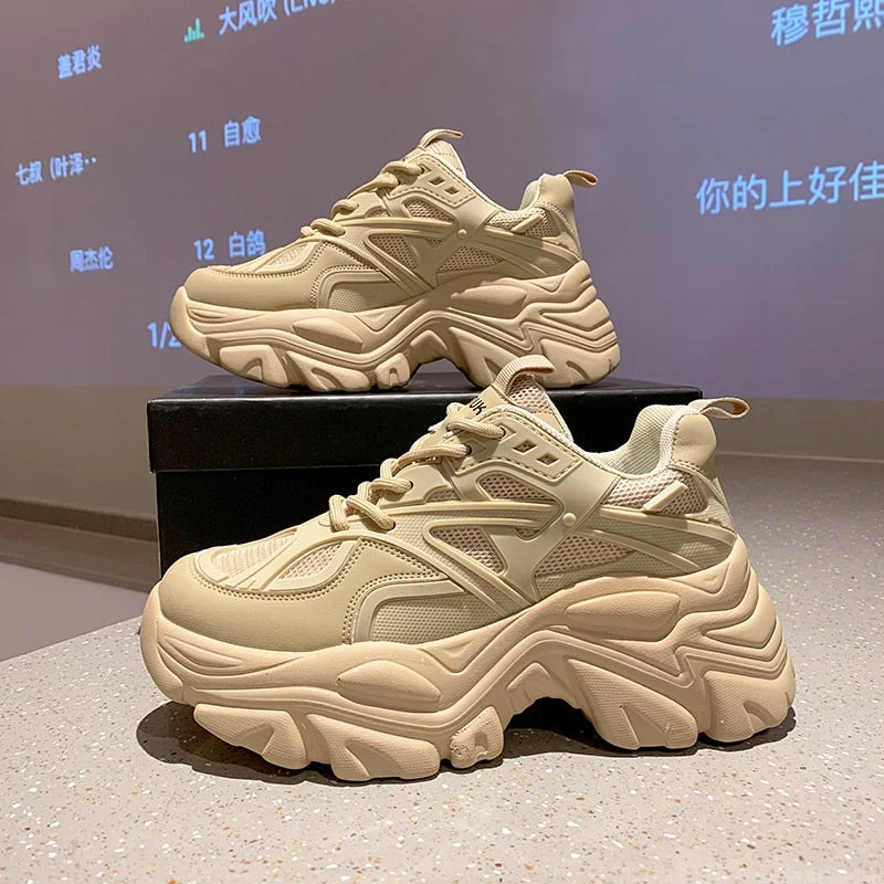 Chunky Sneakers Women 2022 Height Increasing Women's Sneakers Fashion Brand Design Thick Sole Casual Shoes Ladies Trainers