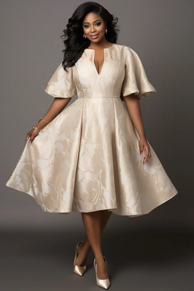 Xpluswear Design Plus Size Wedding White Elegant Flare Short Sleeve Pocket Midi Dresses [Pre-Order] 2024 - Xpluswear