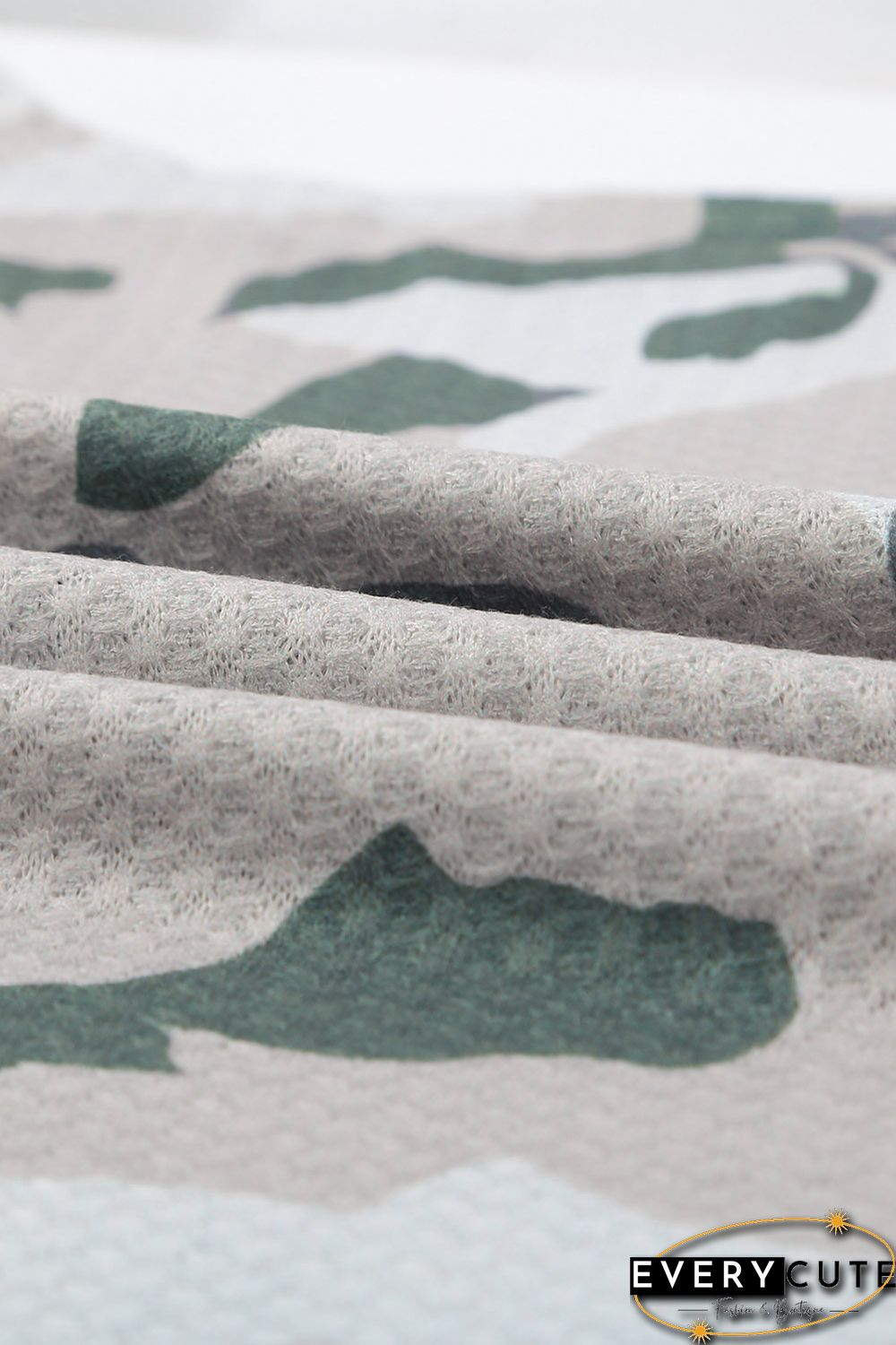 Oversize Camo Print Long Sleeve Top