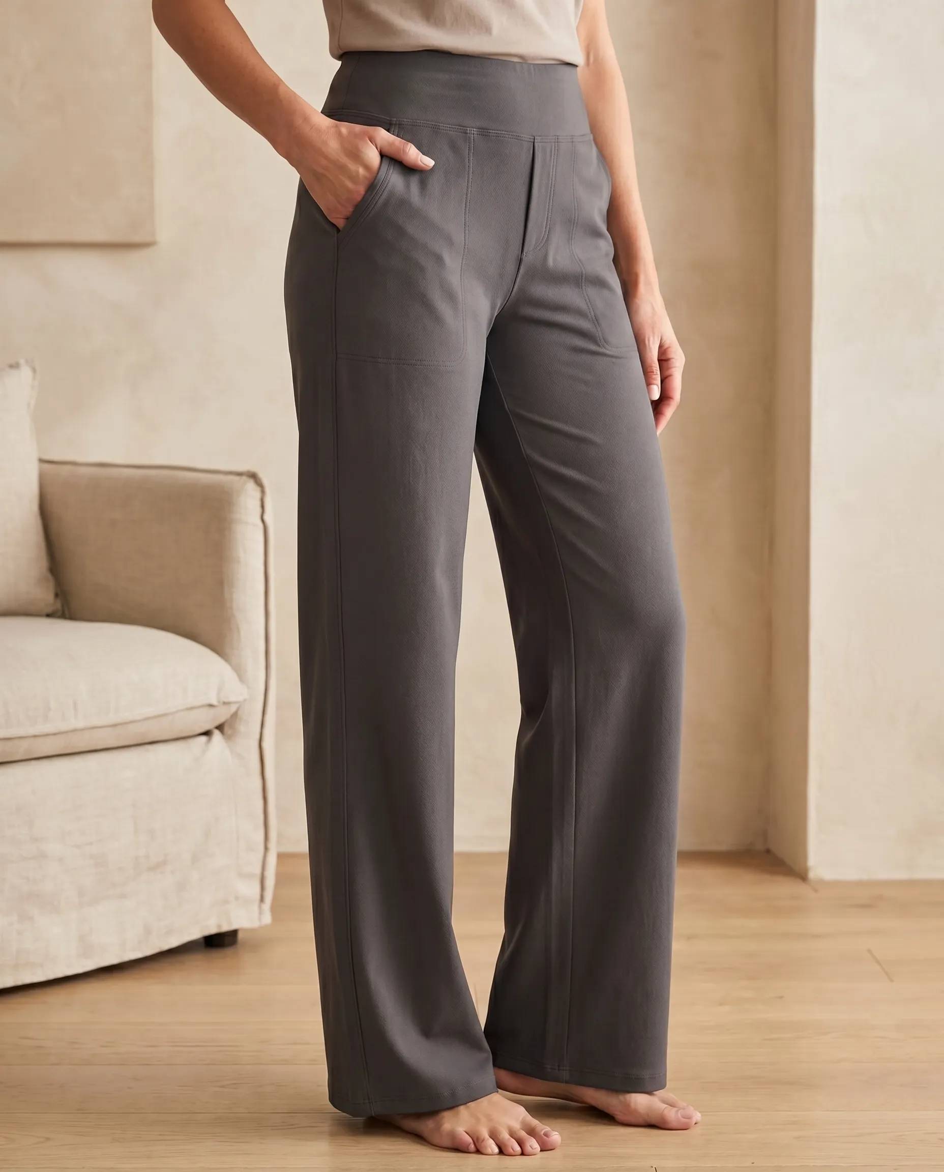 Sanne High-Waist Stretch Trousers in Dark Grey &mdash; Aldridge & Hart