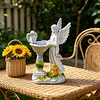 Solar Powered Garden Statue with RGB Light Hand Paint Lawn Ornament Waterproof Solar Fairy Decoration Statue for Patio Lawn Yard Outdoor Decor