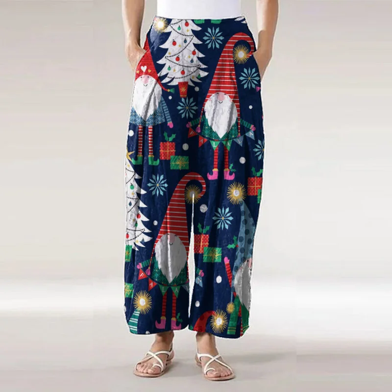 Adorable Gnomes Printed Classic Christmas Loose Pants