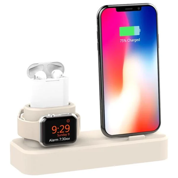 3-in-1 Charging Station Silicone for Apple Watch, Airpods, and iPhone
