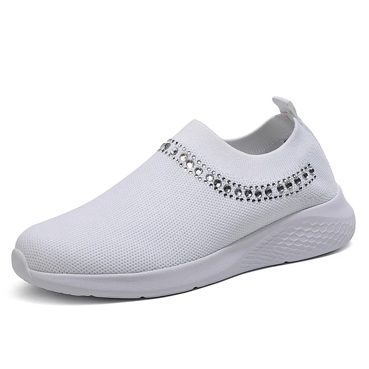 Women's Crystal Breathable Slip On Walking Shoes  Stunahome.com