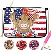 (US Local)Special Shape Highland Yak 5D DIY Diamond Painting Clutch Bag for Women Girls