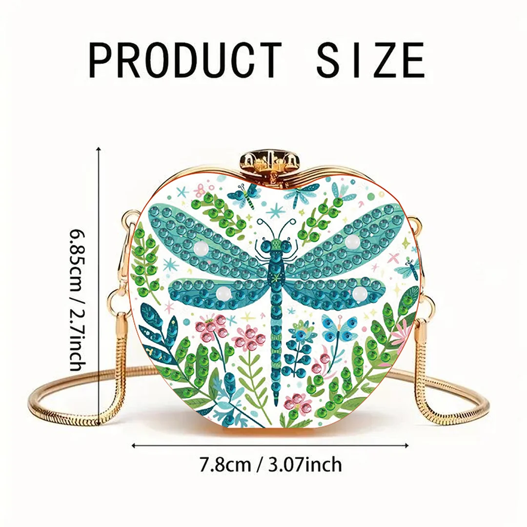 Dragonfly DIY Acrylic Love Art Diamond Painting Coin Purse with Chain for Women