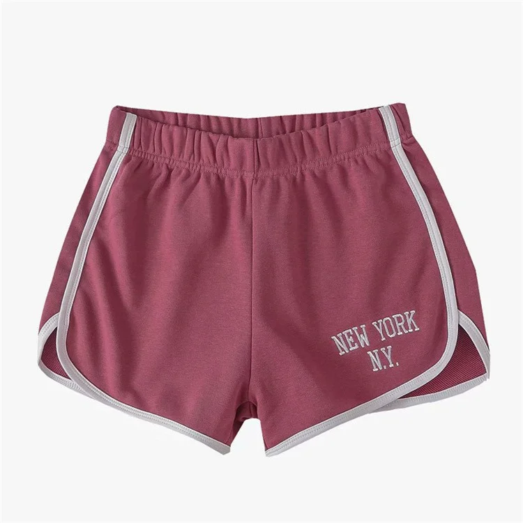Ueong Summer New Wide-Leg Pants INS Fashion Letter Embroidery High-Waist Running Fitness Shorts Girl